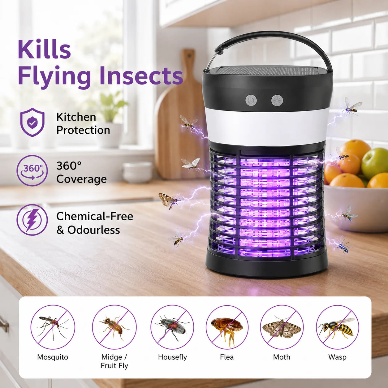 Bug Zapper 3000V Mosquito Killer Rechargeable Indoor Outdoor