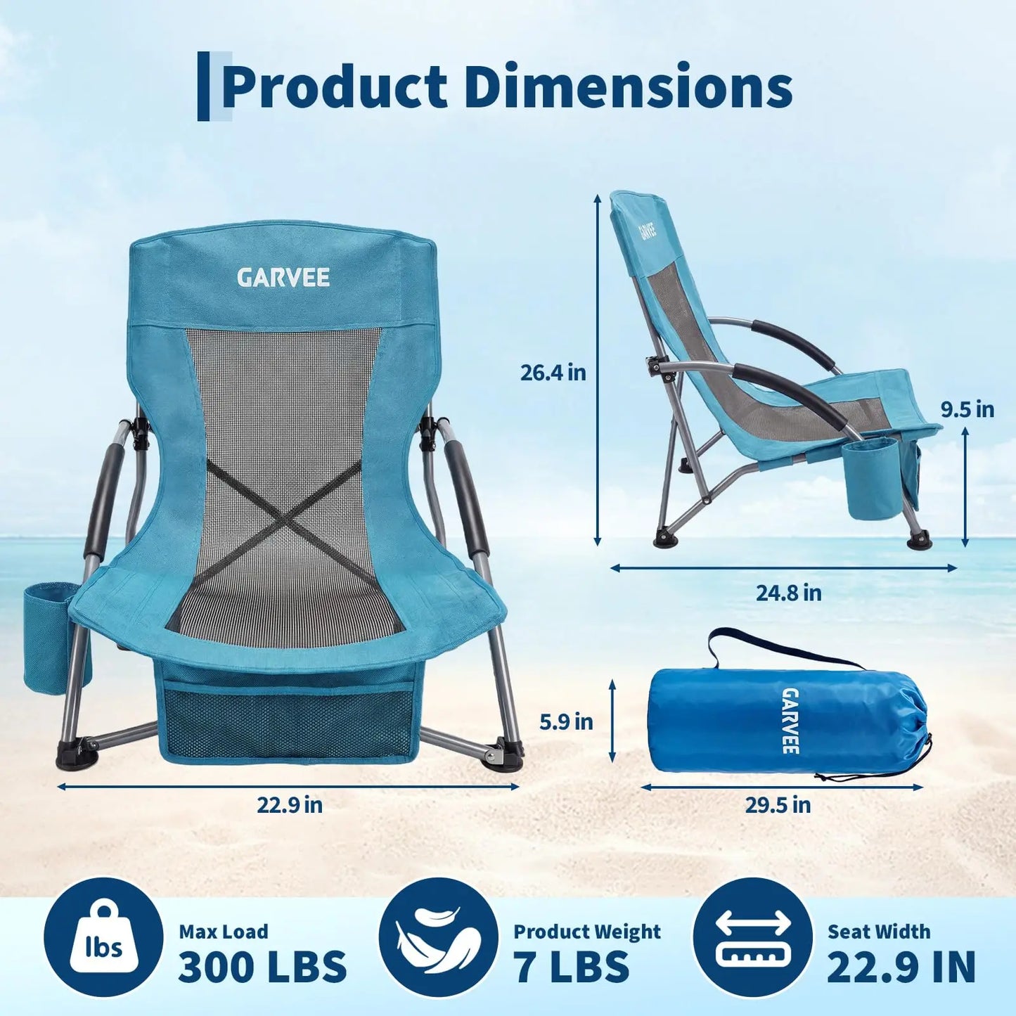 HiMISS 2 Pack Low Beach Chairs Folding Portable Camping Chairs