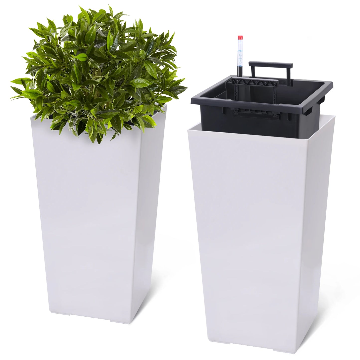 Two Pack Indoor Outdoor Planter Pots With Drainage Auto Watering