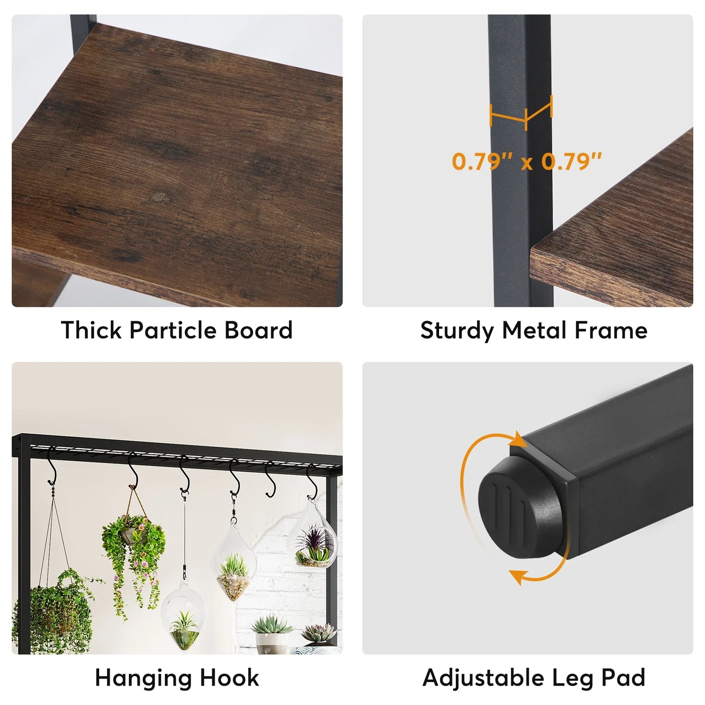 Tribesigns Five Tier Tall Indoor Plant Stand With Hanging Hooks