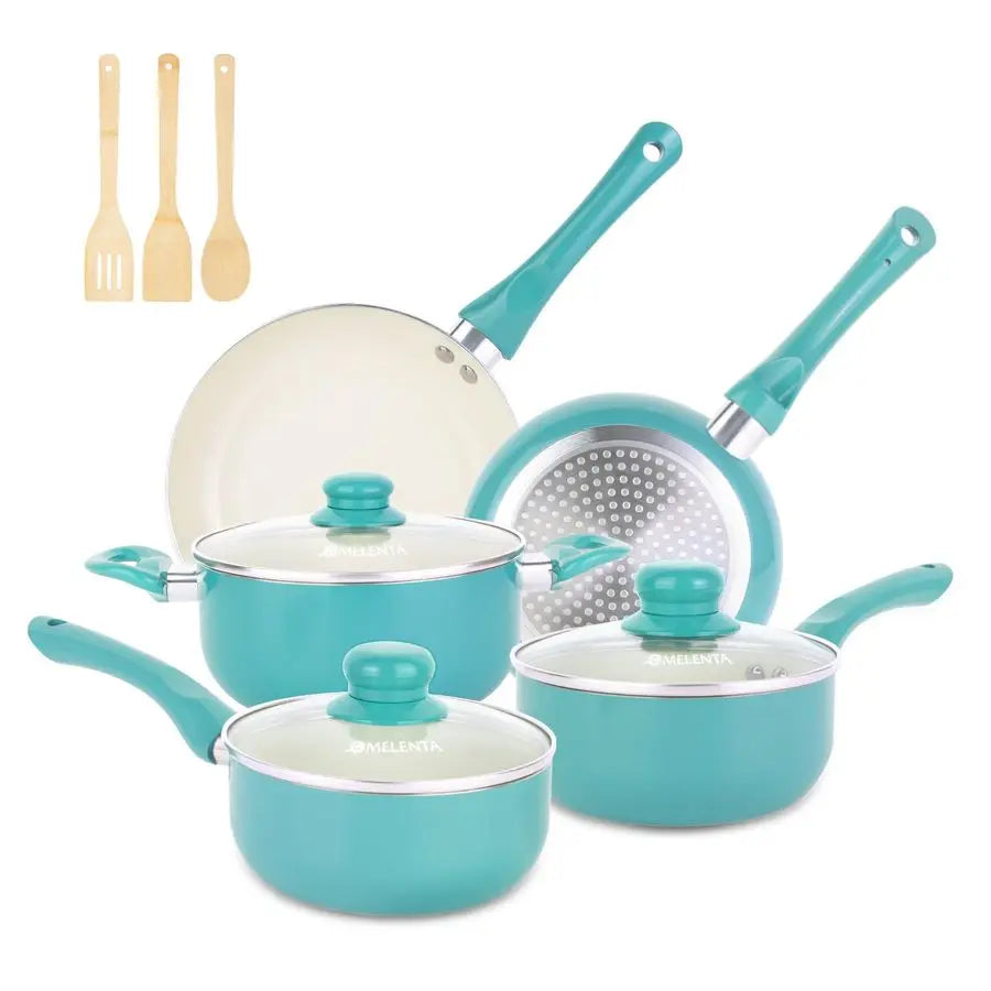 XMSJ 11 Piece Nonstick Ceramic Pots And Pans Cookware Set With Stay Cool Handles