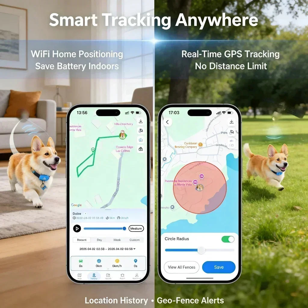 WANWAYTECH GPS Pet Tracker 4G Real-Time Tracking IP67 Waterproof