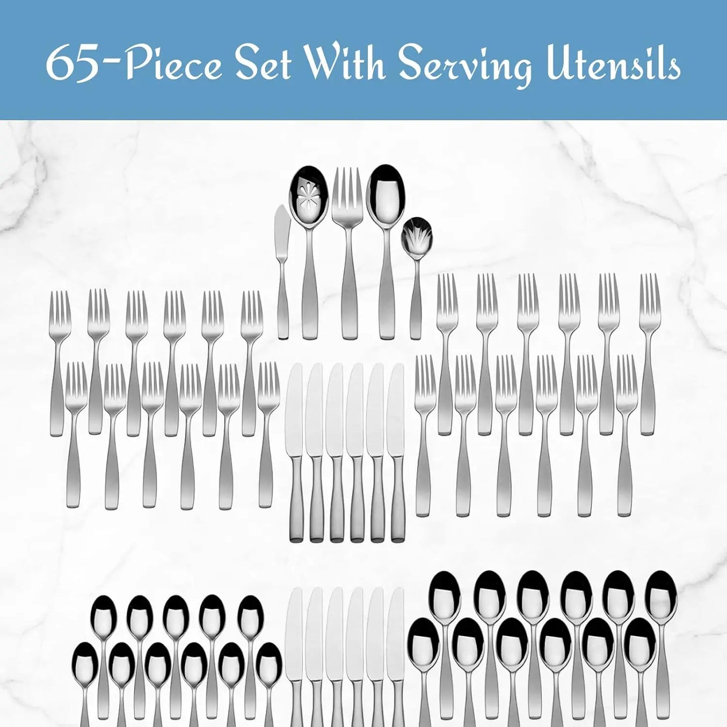 Satin Loft 65 Piece Flatware Set Stainless Steel Silverware