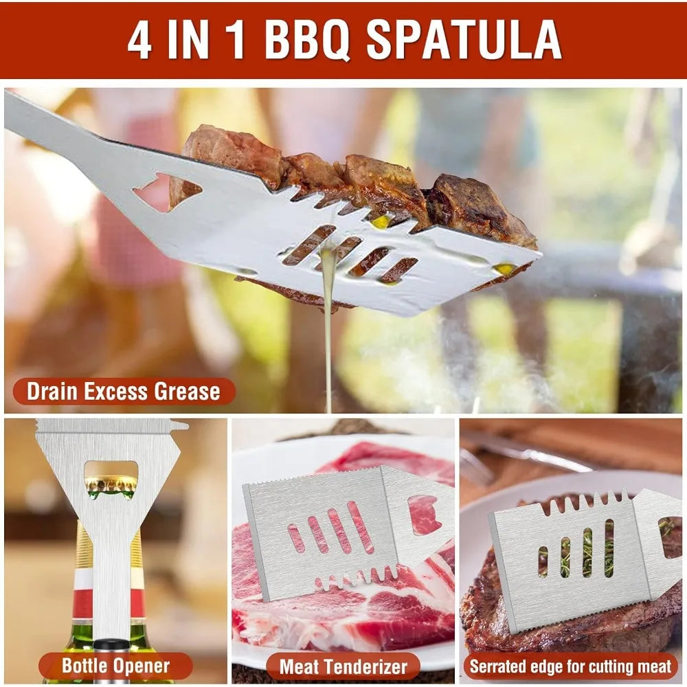 122 Piece BBQ Gift Set For Men Tongs Spatula Skewers