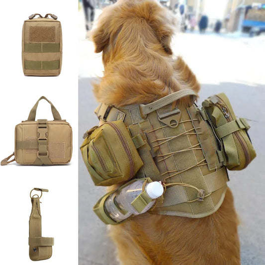 Petravel Dog Tactical Bags Set Molle Pouches Belt Harness
