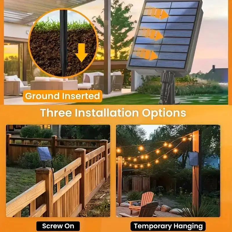 Solar Rechargeable Outdoor LED Commercial Grade String Lights