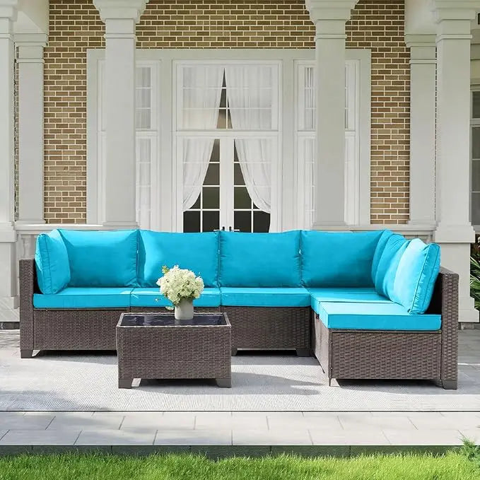 Outdoor 7 Piece Patio Furniture Set All Weather Wicker