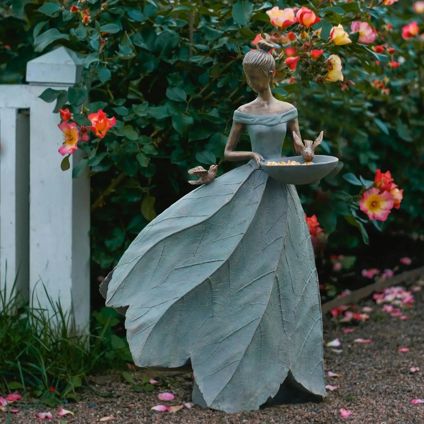 Fairy Statue Bird Bath Feeder Outdoor Garden Decor Lawn