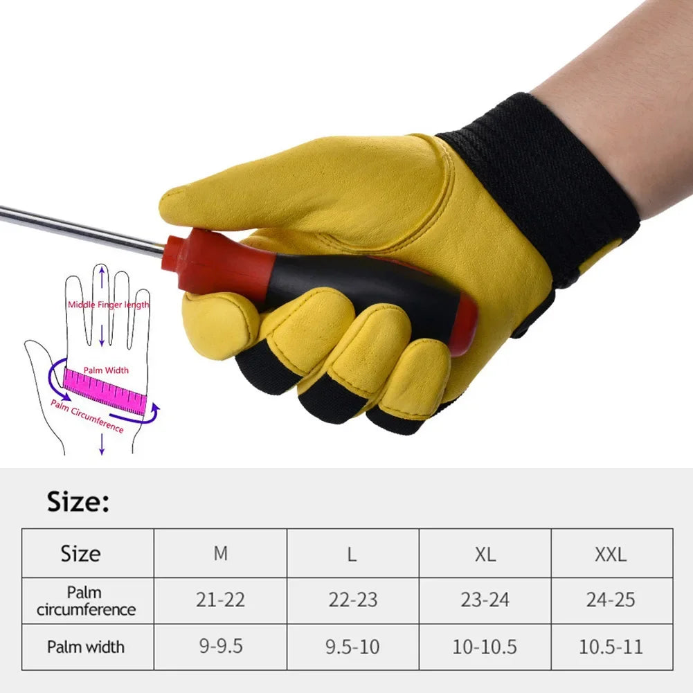 Cowhide Leather Work Gloves for Safety Labour Welding and Gardening