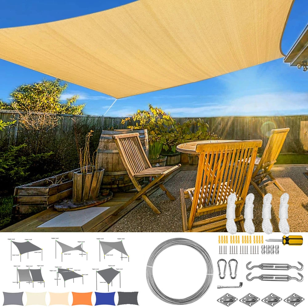 Rectangle Sun Shade Sail Canopy for Outdoor Patio UV Block