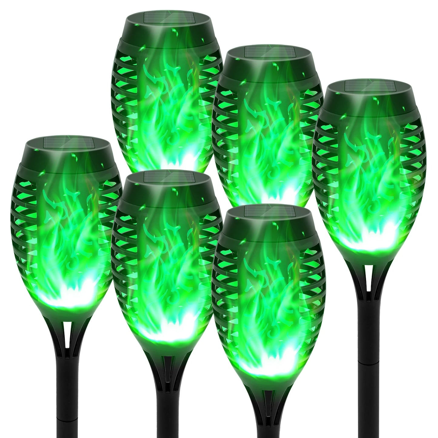 Green Solar Flickering Flame Light Outdoor Waterproof LED Garden Torch