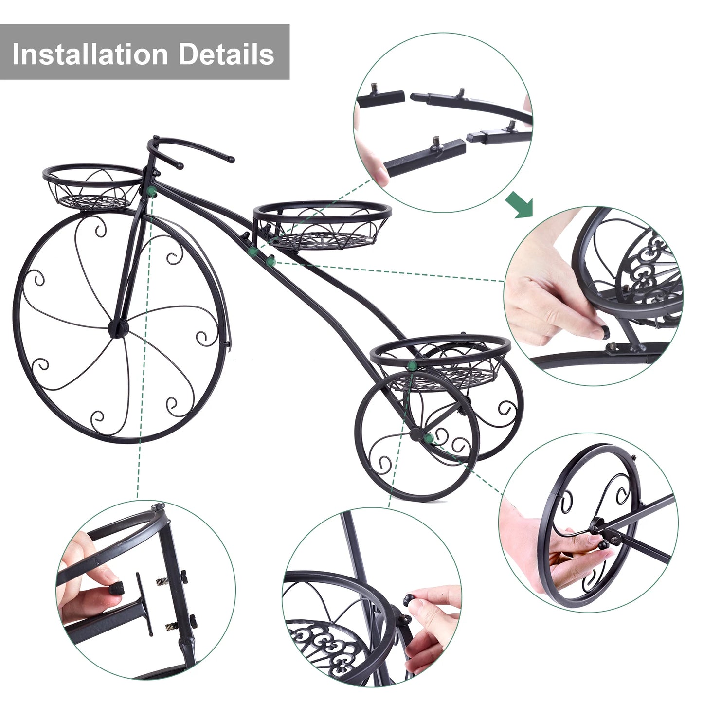 Wisfor 3Tier Bicycle Shaped Metal Plant Stand Flower Pot Holder
