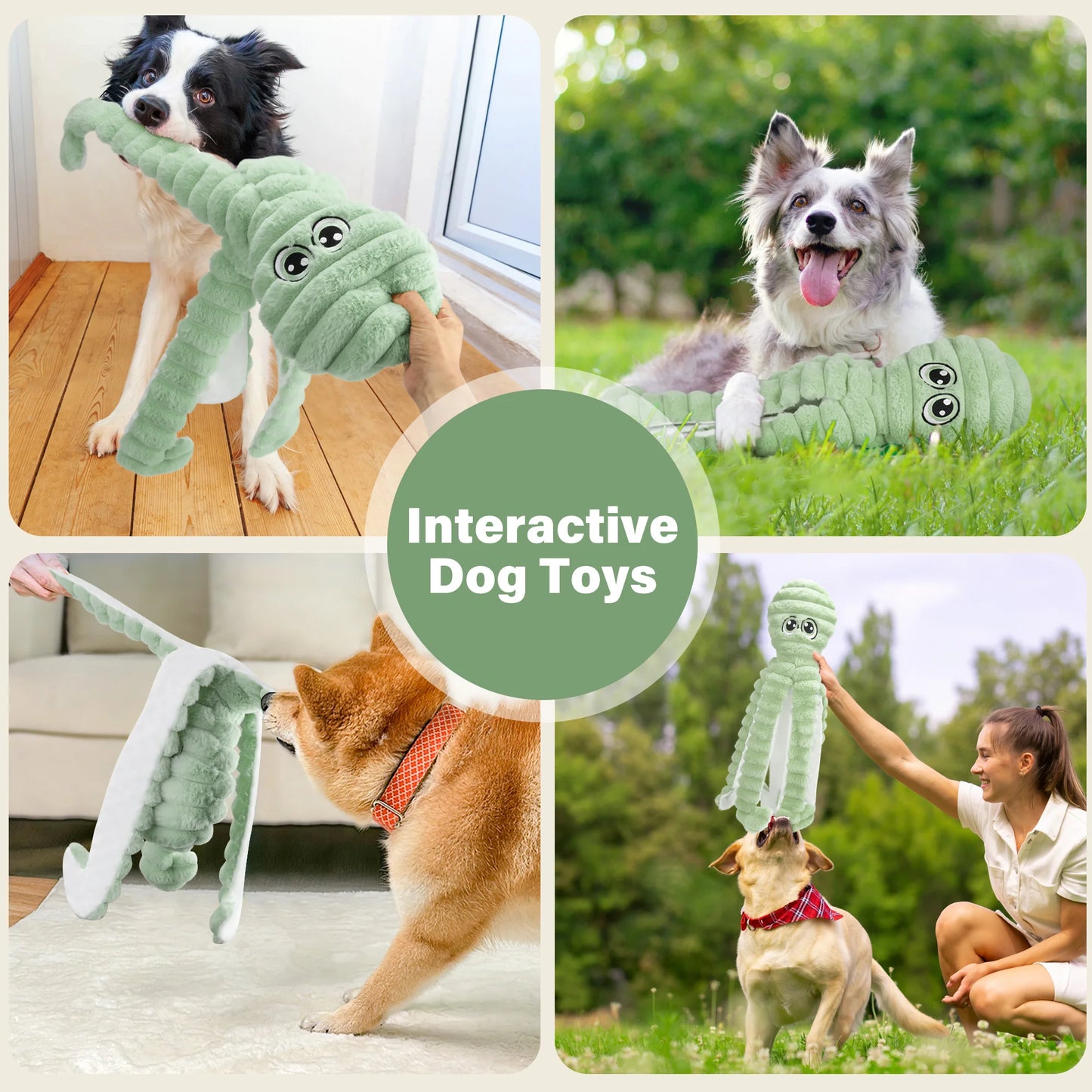 Octopus Design Squeaky Plush Dog Toy For Interactive Chewing
