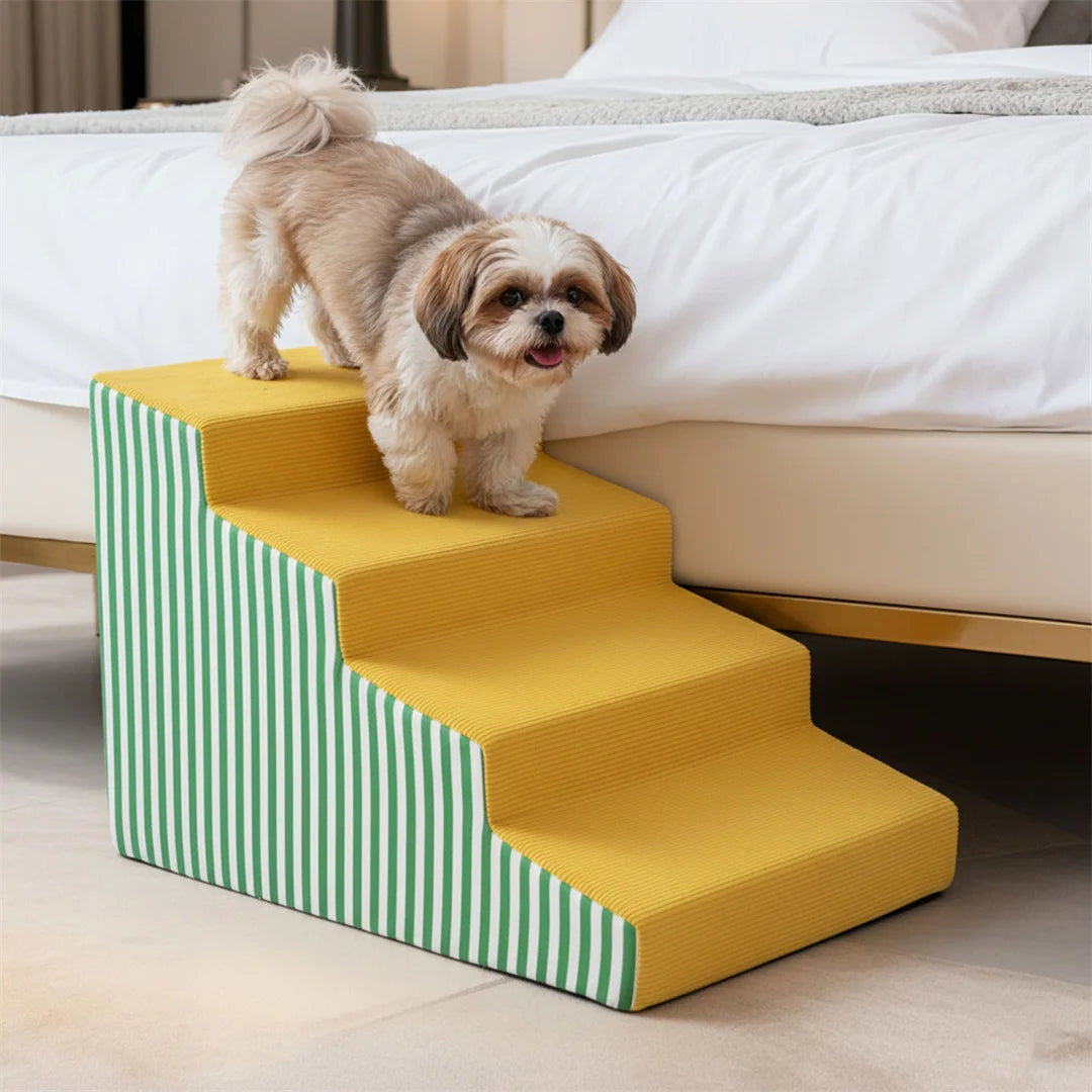 Pet Stairs For Dogs With Non Slip Foam Ramp For Easy Access