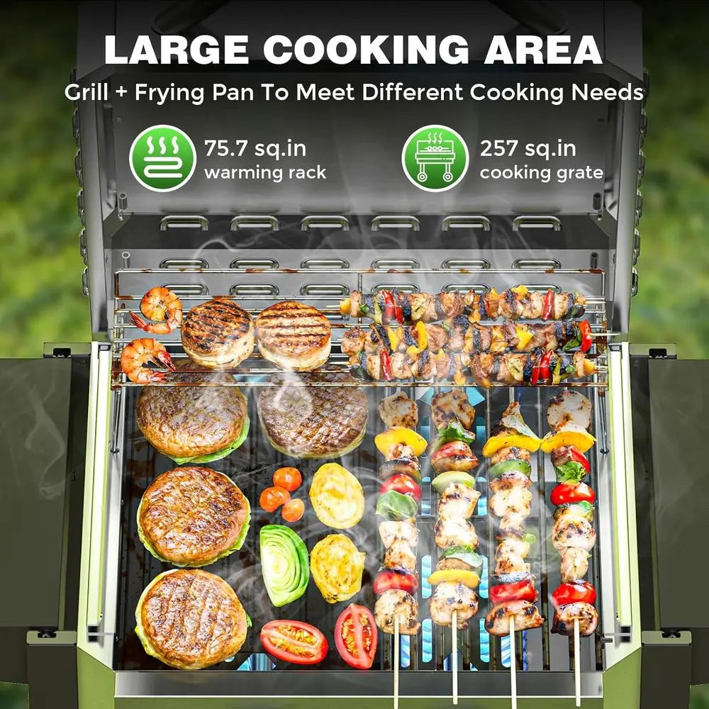 2-Burner Stainless Steel Gas Grill With Foldable Shelves