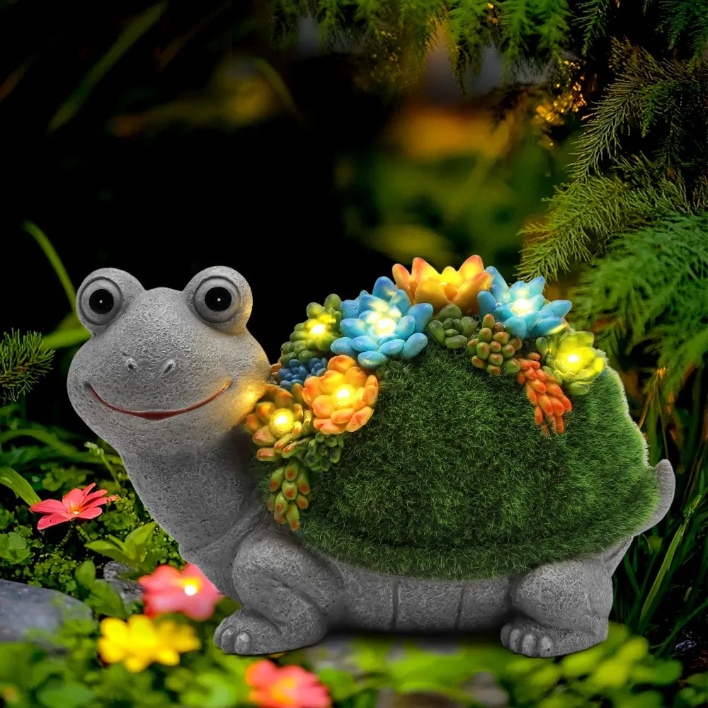 Solar Garden Turtle Dragon Elephant Statue Light Outdoor Decor
