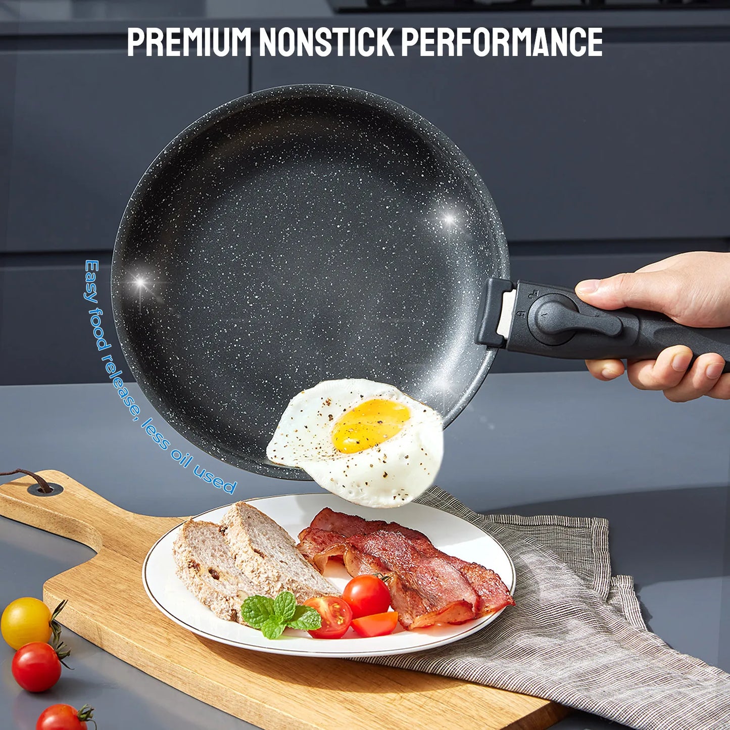 Induction Cookware Set, 10 Pieces, Nonstick Pots And Pans With Removable Handles