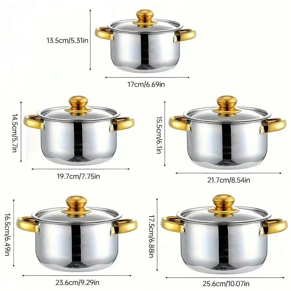 Stainless Steel Cookware Set 10 Pieces With Lids Durable Pots