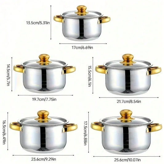 Stainless Steel Cookware Set 10 Pieces With Lids Durable Pots