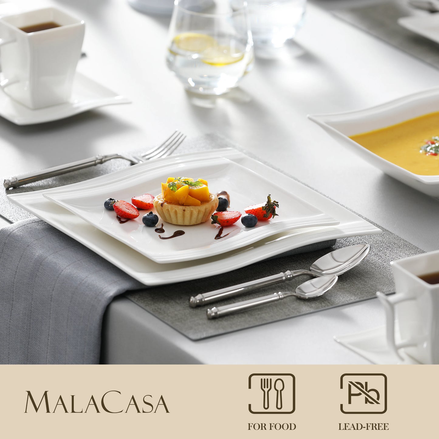 Malacasa White Porcelain Dinnerware Set For Everyday Dining