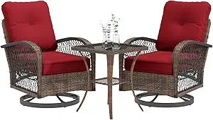 Patio Furniture Set With Swivel Rocker Chairs And Cushions