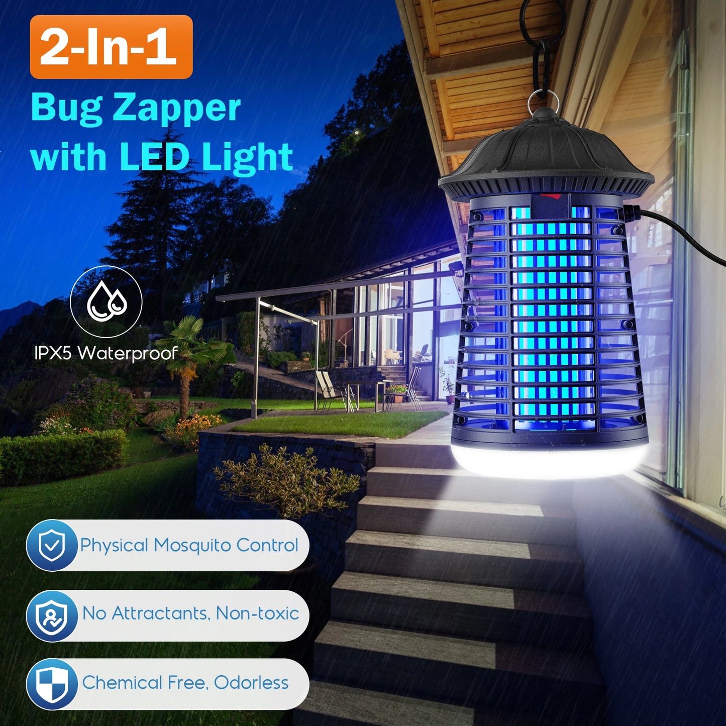 Electric Bug Zapper Dual UV LED Indoor Outdoor Mosquito Killer