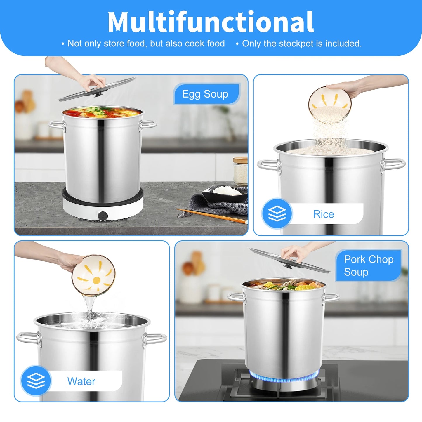 Stainless Steel Soup And Stock Pot With Lid And Durable Handles For Everyday Use