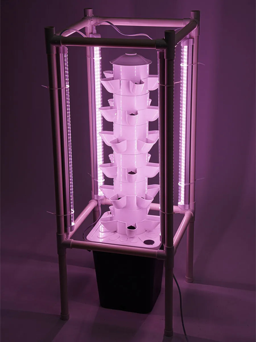 6-Tier Hydroponics Vertical Growing Kit With 30 Planting Holes And LED Lighting