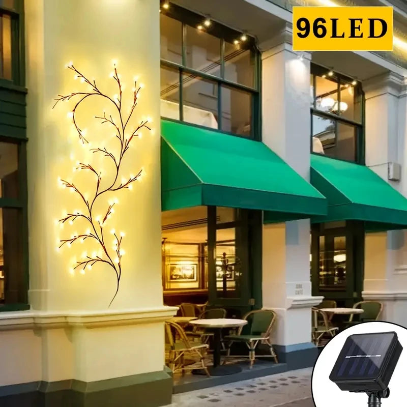 A-Convey Solar Willow Vine Light 72LED 8 Modes Outdoor Gardens