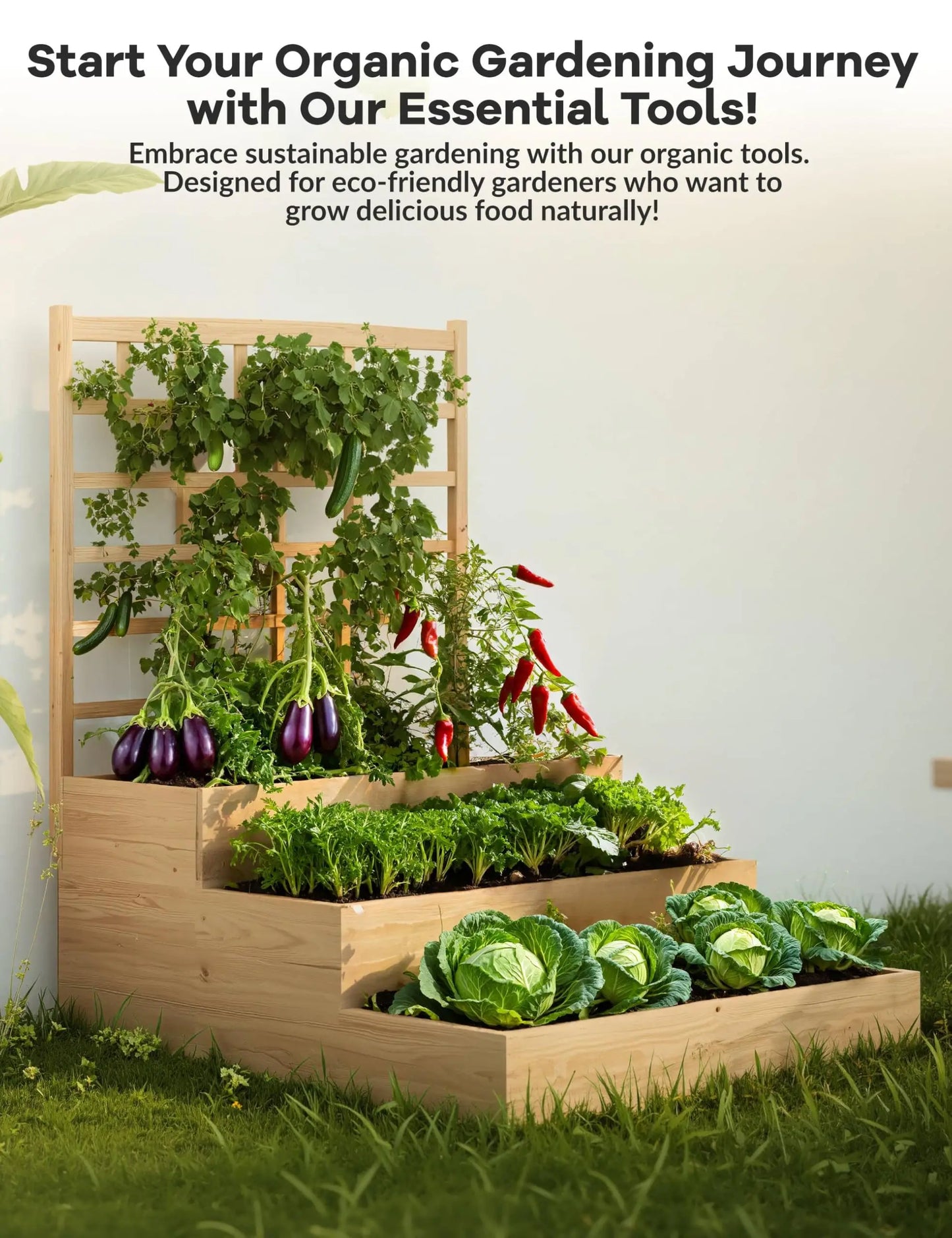 HiMISS 3-Tier Elevated Garden Bed with Trellis