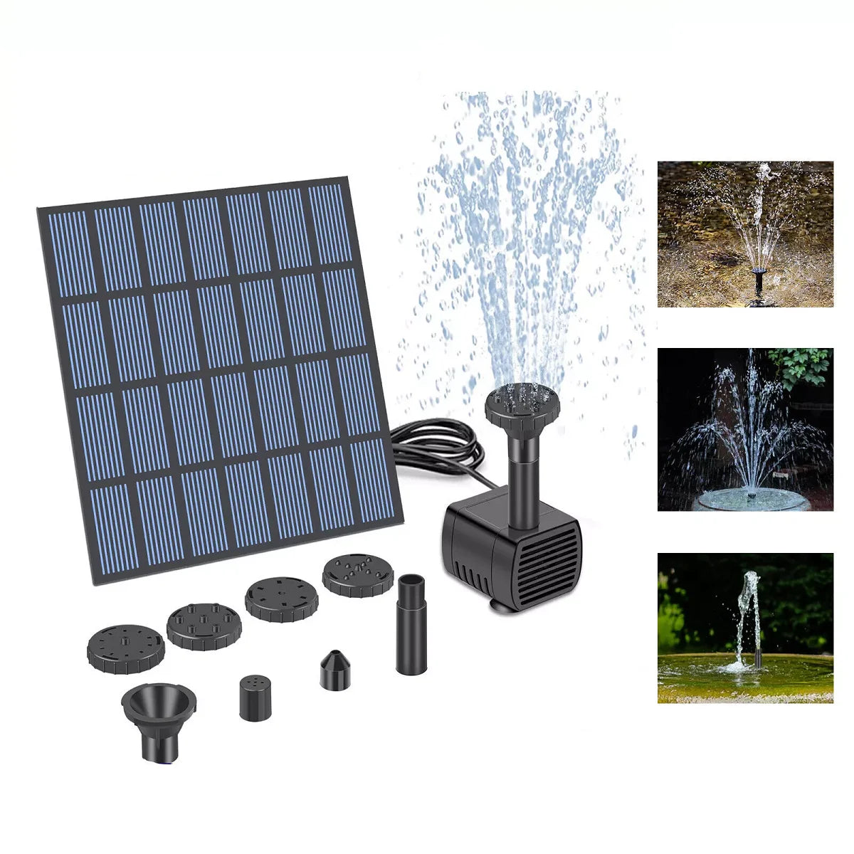 Solar Fountain Pond Pump Kit With Nozzles For Garden Ponds