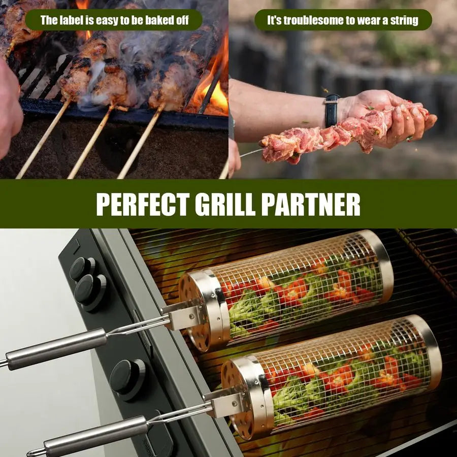XMSJ Stainless Steel Grill Baskets 2 Pack With Removable Handle