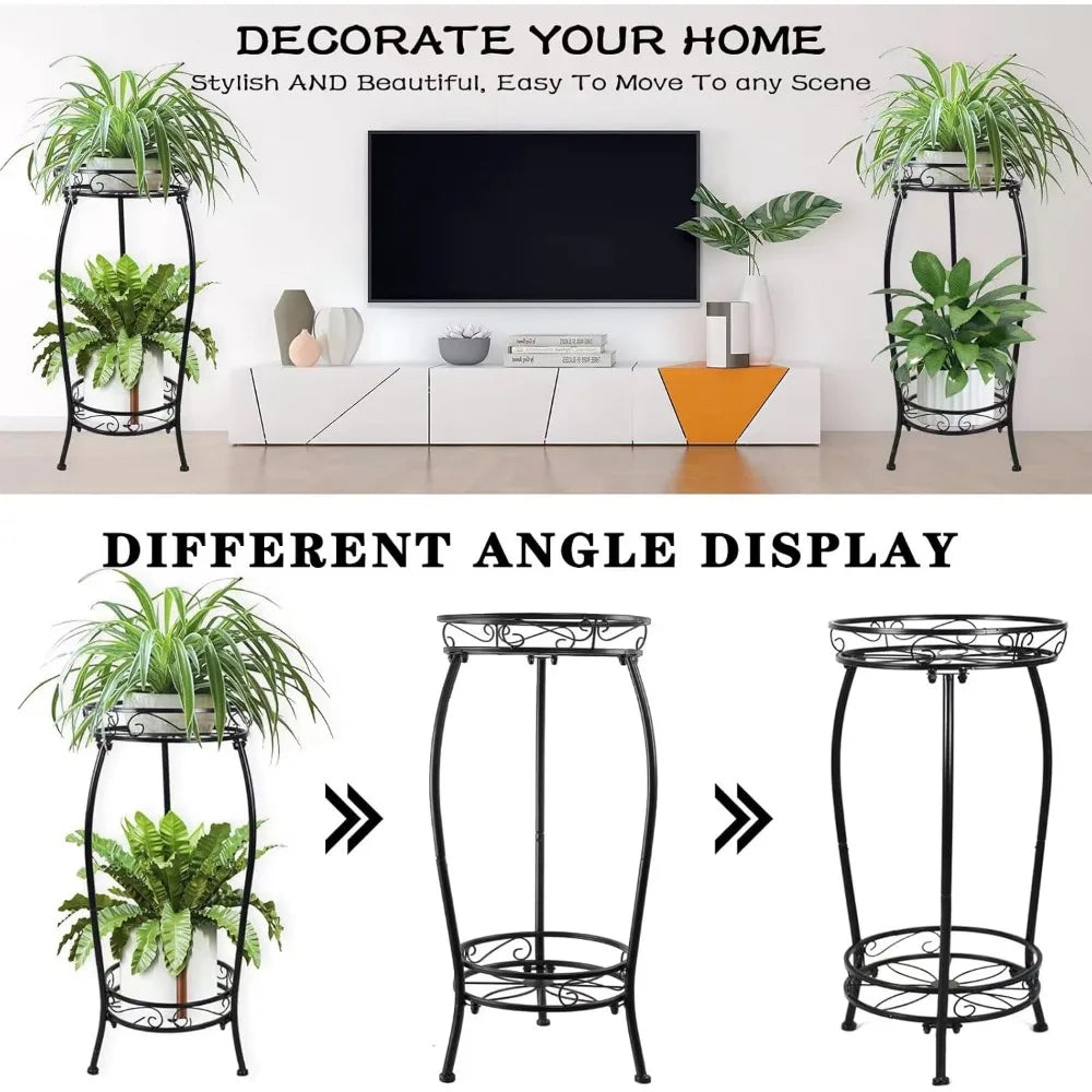 NBVCX Two-Tier Rustproof Metal Plant Stand for Indoor Outdoor