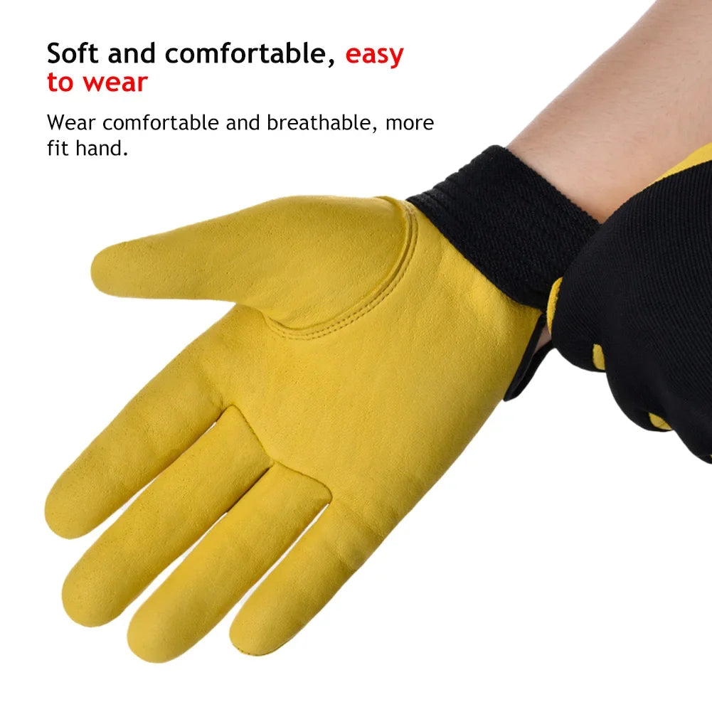 Cowhide Leather Work Gloves for Safety Labour Welding and Gardening