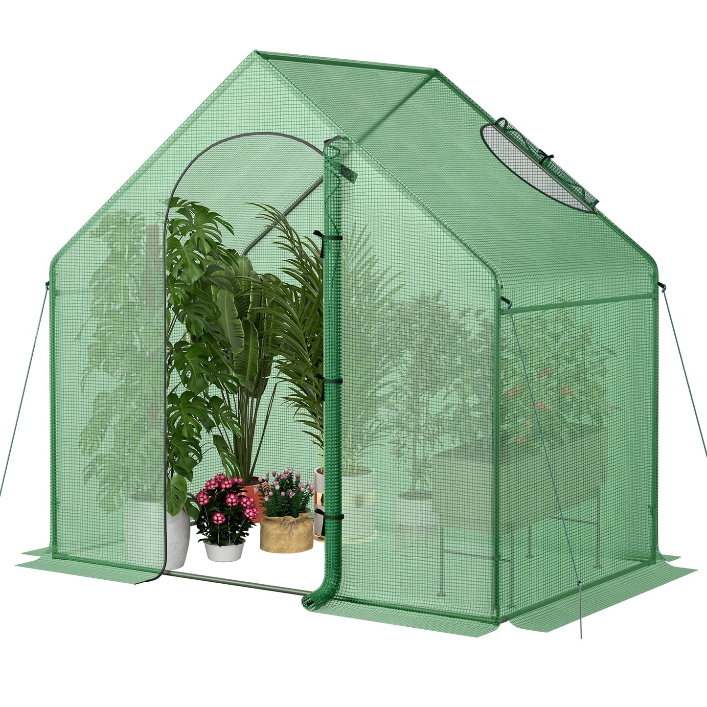 LIFEZEAL Mini Walk In Greenhouse With PE Cover And Rustproof Frame