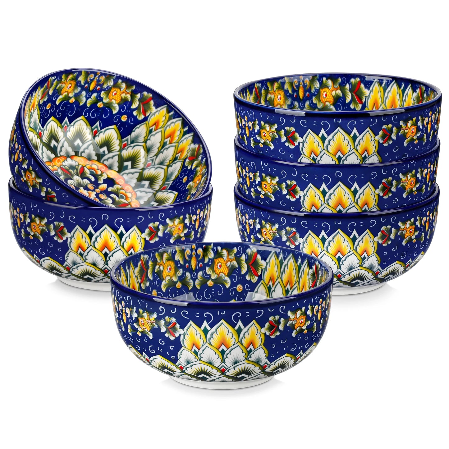 MALACASA Ceramic Cereal Bowls Set For Salad Pasta Oatmeal