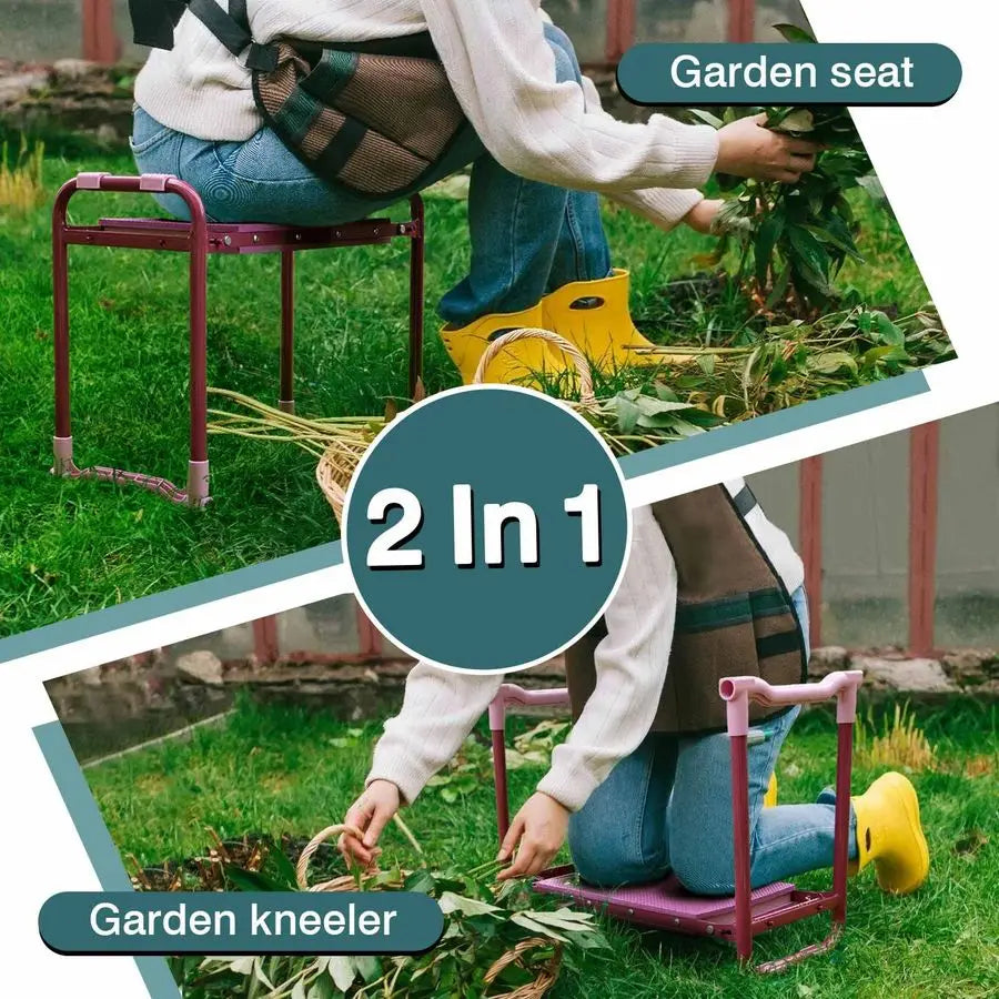 Garden Kneeler And Seat 2 In 1 With Robust Pouches