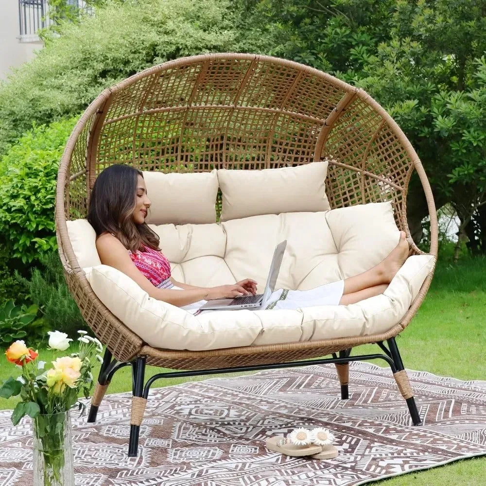 Double Egg Lounge Chair For Indoor Outdoor Patios And Decks