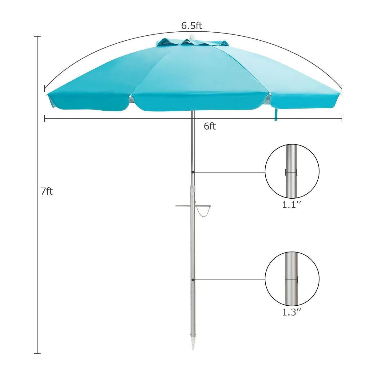 HOMASIS Patio Umbrella Tilt Aluminum With Carry Bag