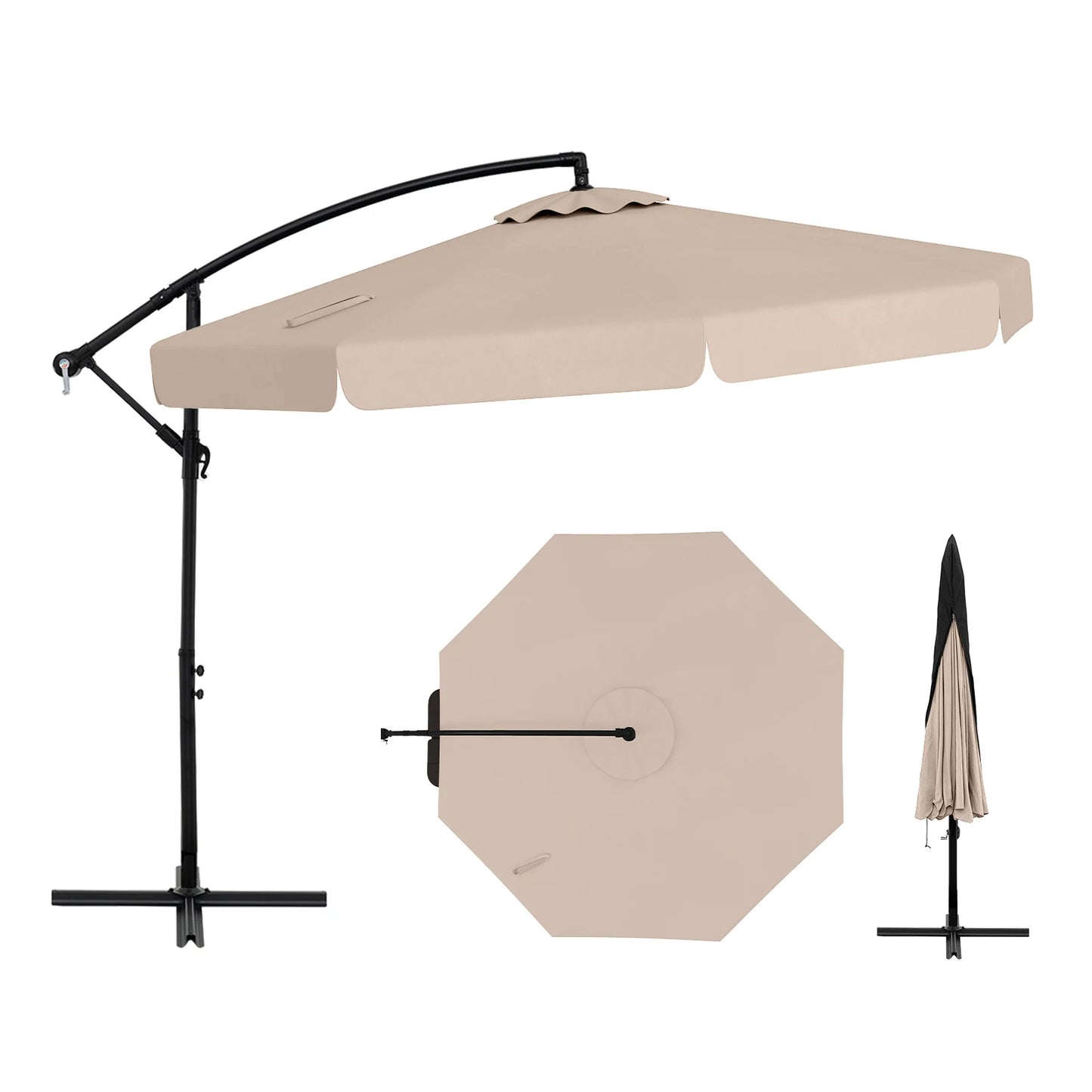 LIFEZEAL Offset Hanging Cantilever Patio Umbrella With Cover