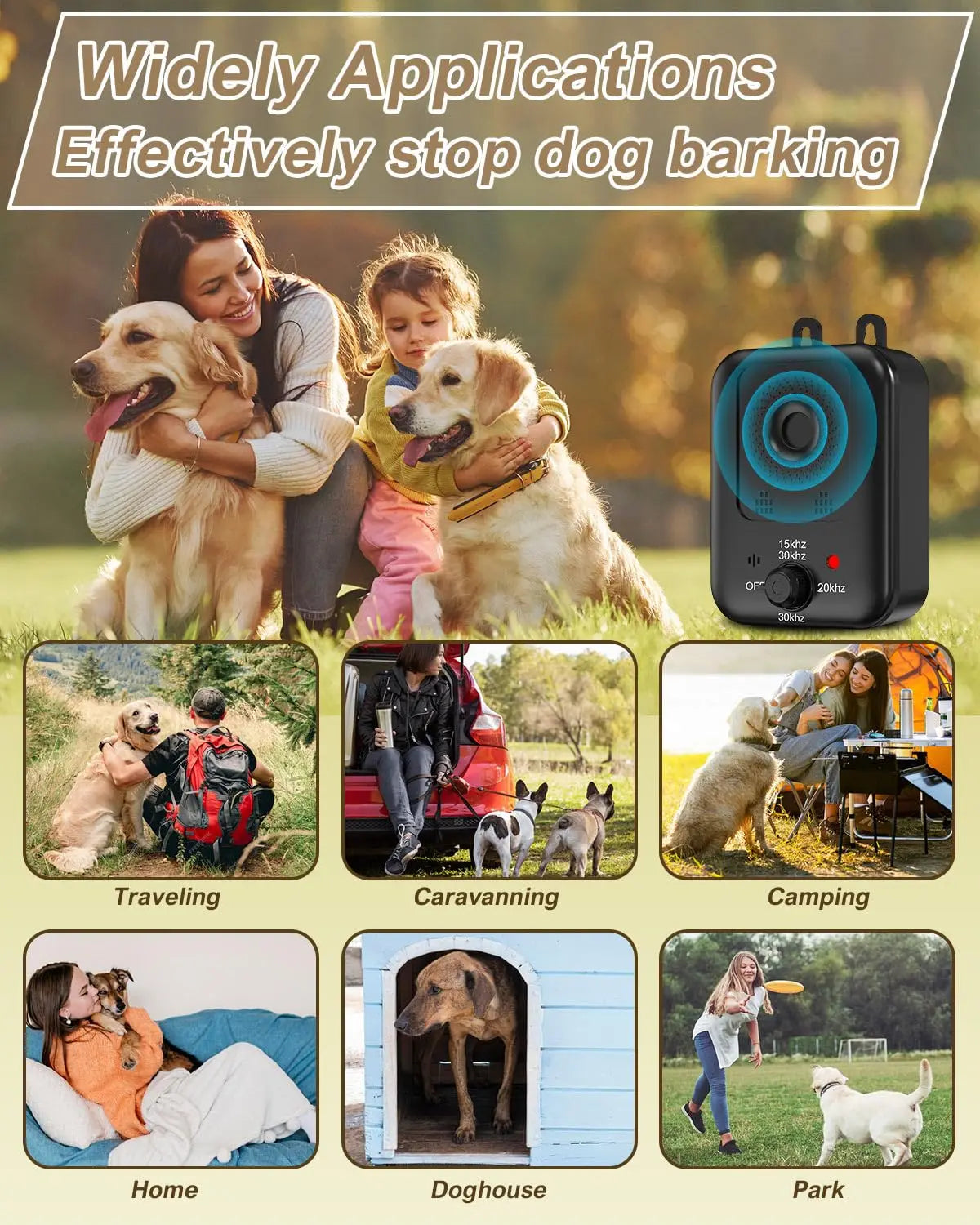 PetEdu Automatic Bark Deterrent Device Ultrasonic Rechargeable Indoor Outdoor