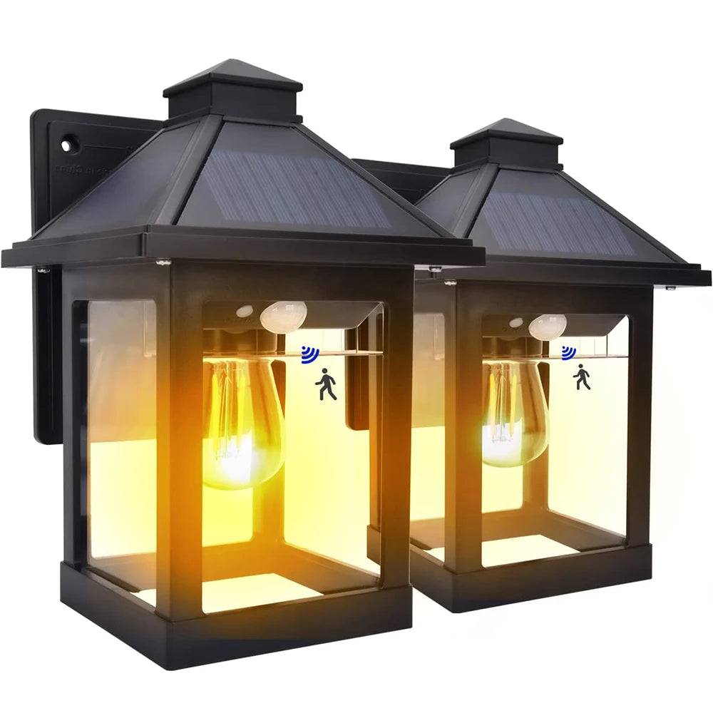 Solar Powered Wall Lanterns With Dusk To Dawn Motion Sensor