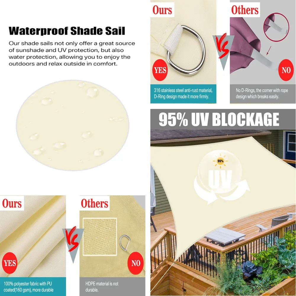 Rectangle Sun Shade Sail Canopy for Outdoor Patio UV Block