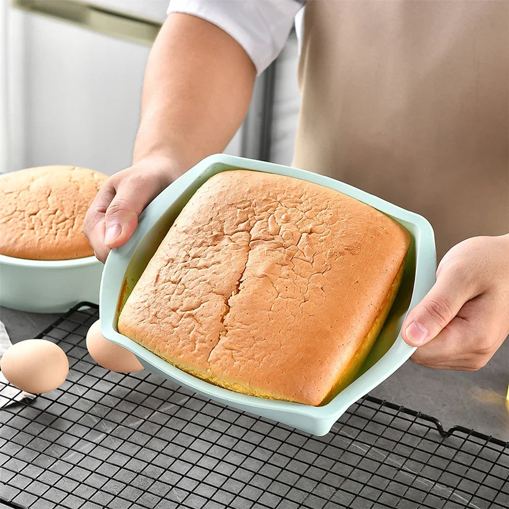 Silicone Square Cake Plate Nonstick With Anti Slip Handle