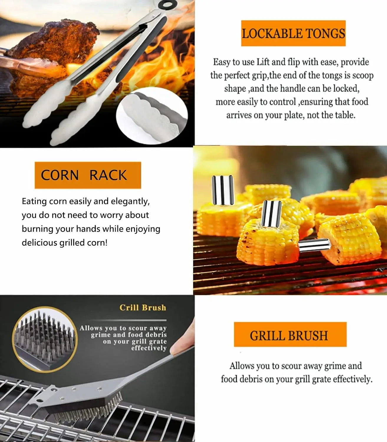 Grill Set With Apron And Tools For Outdoor Barbecues