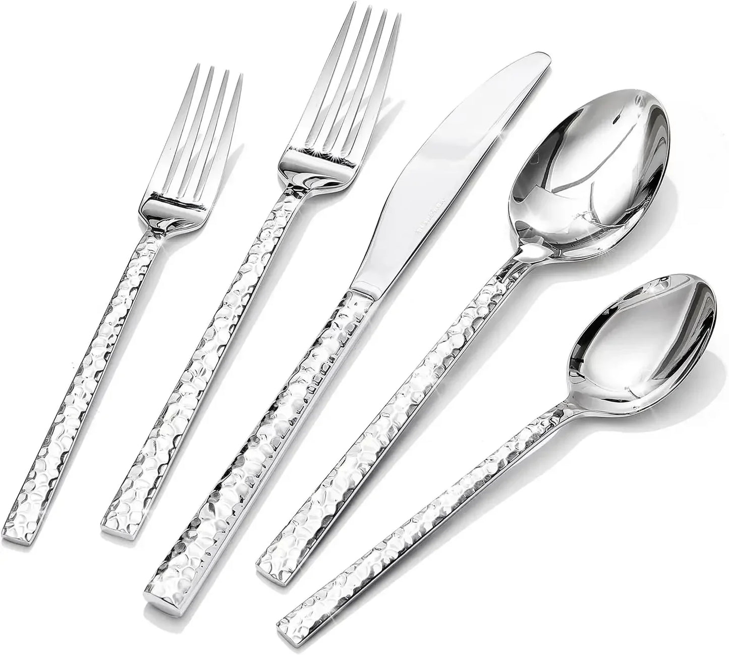 Kingstone Hammered Silverware Set 18 10 Stainless Steel Flatware