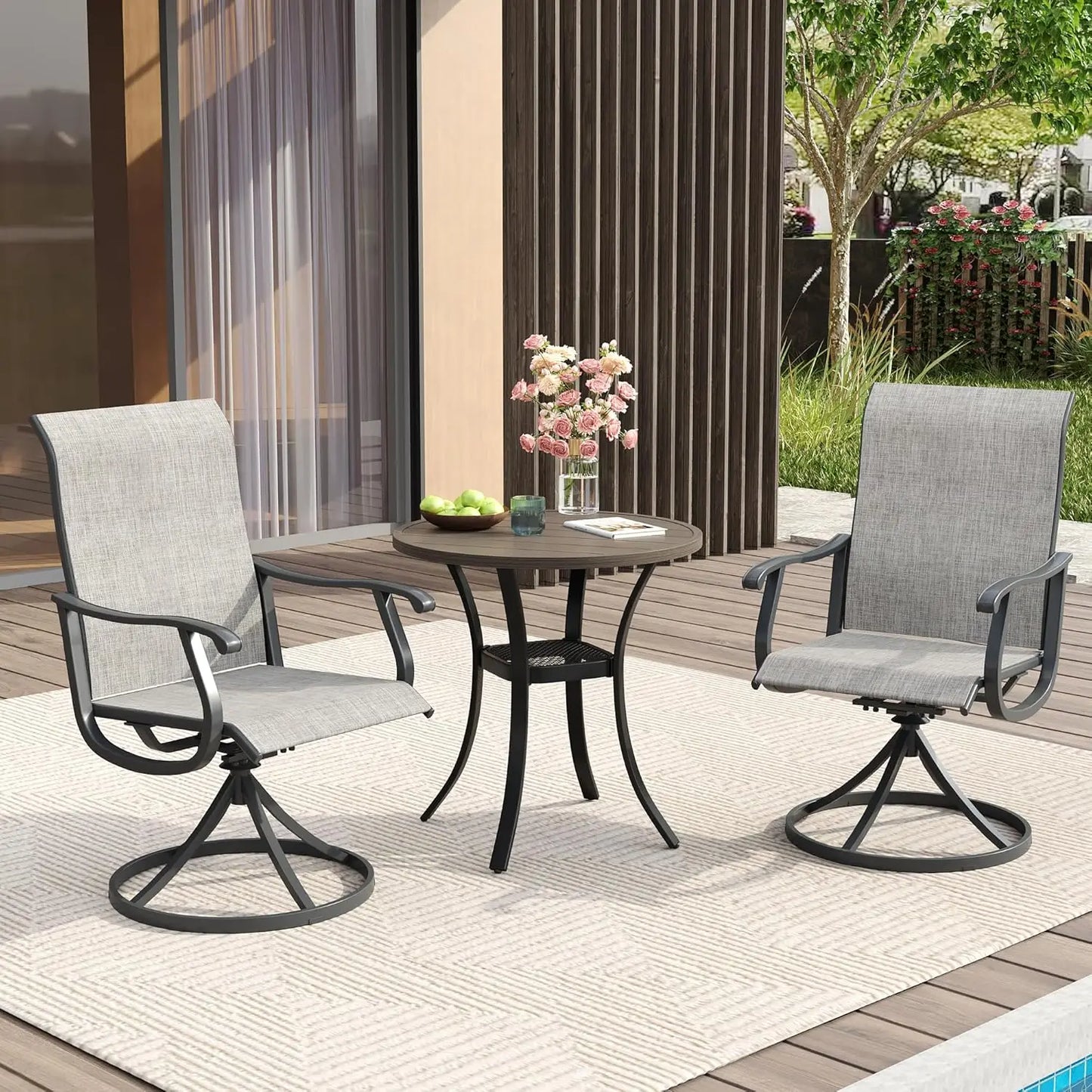 Outdoor Patio Dining Set for 6 with Round Table and Umbrella Hole