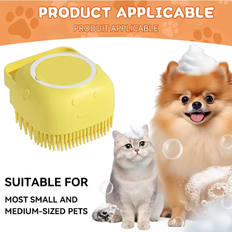 Pet Massage Brush Silicone Bath Tool For Dogs And Cats