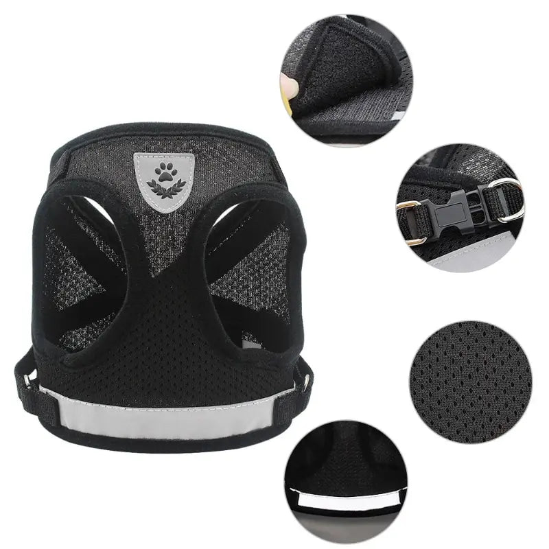 Breathable Mesh Undershirt Harness Adjustable For Pets With Reflective Straps