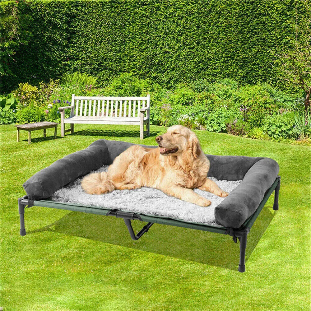 BORWART Outdoor Raised Dog Bed With Cooling Breathable Plush Mat